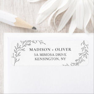 Modern Minimalist Laurel Wedding Return Address