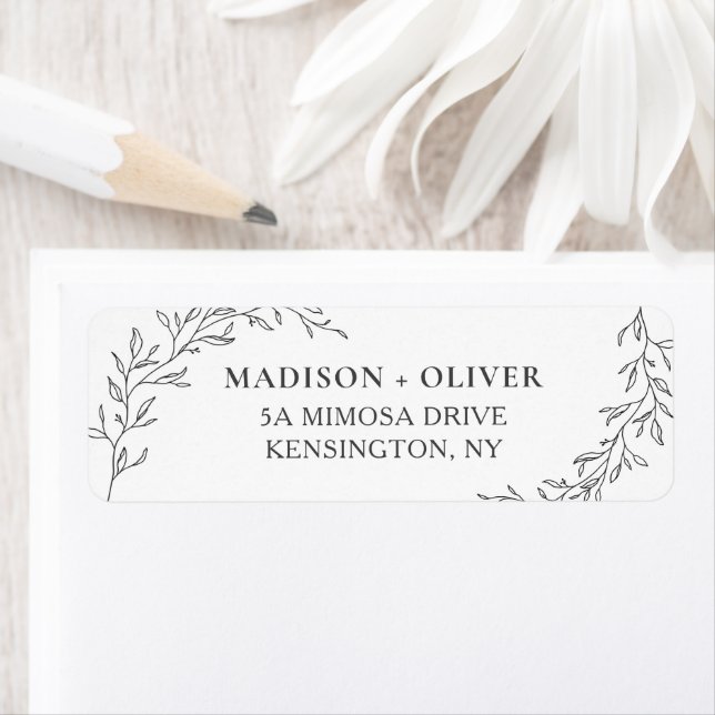 Modern Minimalist Laurel Wedding Return Address (Insitu)