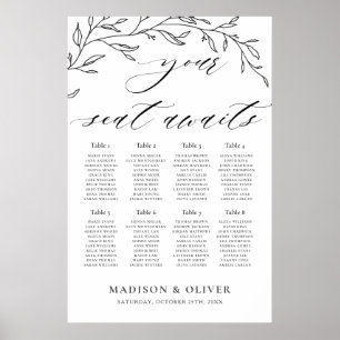 Modern Minimalist Laurel Wedding Seating Chart