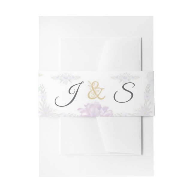Modern Minimalist Lavender Floral Wedding Suite Invitation Belly Band (Front Example)