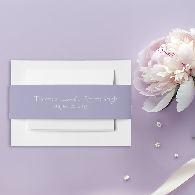 Modern Minimalist Lavender Purple Silver Monogram Invitation Belly Band (Creator Uploaded)