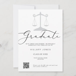 Modern Minimalist Law Graduation Calligraphy  Announcement