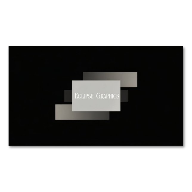 Modern Minimalist Layered Geometric Grey Black Magnetic Business Card (Front)