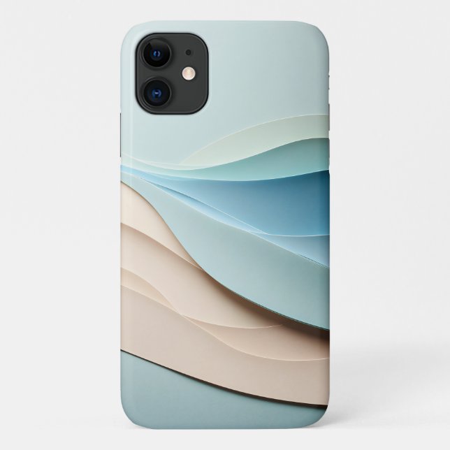 Modern Minimalist Layered Paper Waves - Elegant Bl Case-Mate iPhone Case (Back)