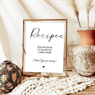 Modern Minimalist Leave your Recipes Bridal shower Poster