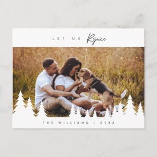 Modern Minimalist, Let Us Rejoice, Family Photo Postcard