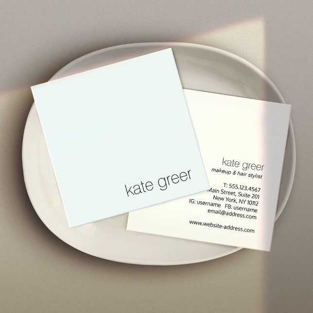 Modern Minimalist Light Blue Professional Square Business Card (Creator Uploaded)