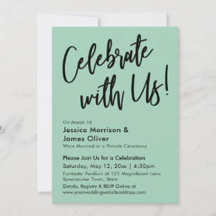 Modern Minimalist Light Green Celebrate with Us! Invitation