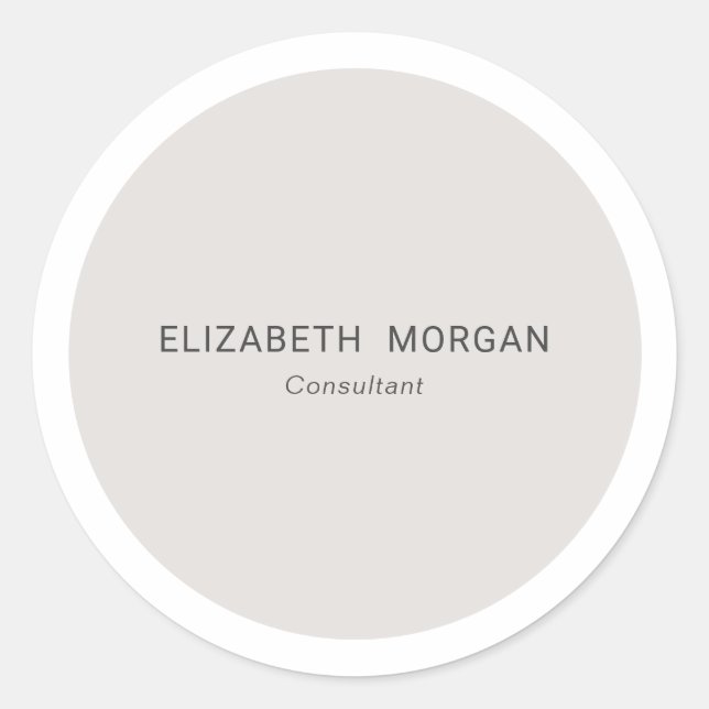 Modern Minimalist Light Grey Beige  Classic Round Sticker (Front)