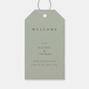 Modern Minimalist light sage Wedding Welcome Gift Tags