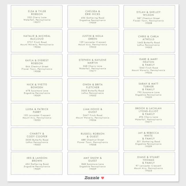 Modern Minimalist | Light Yellow Guest Address (Sheet)