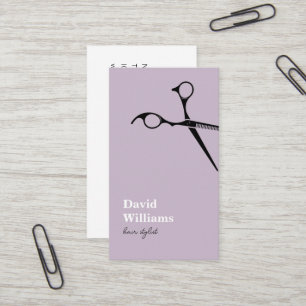 Modern Minimalist Lilac White Hair Stylist Business Card