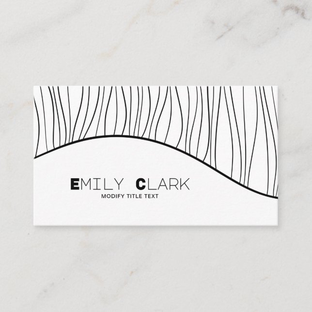 Modern minimalist line art black white business card (Front)