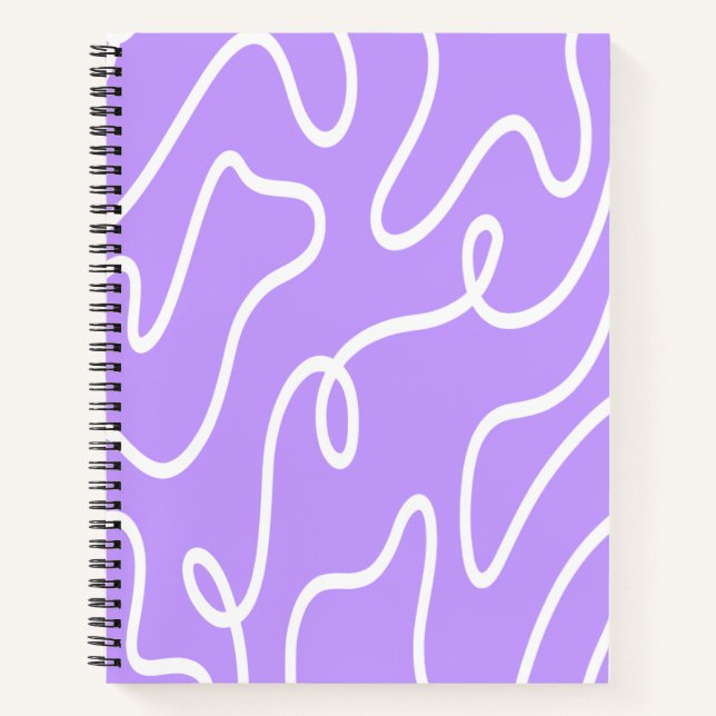 Modern Minimalist Line Art Lavender Purple Wavy Notebook (Front)