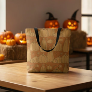 Modern Minimalist Line Art Pumpkin Fall Harvest Tote Bag