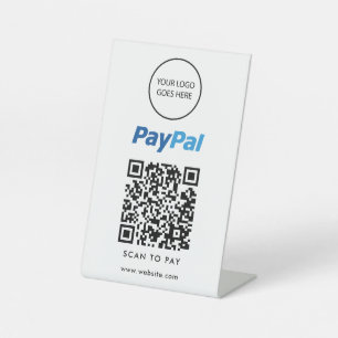 Modern Minimalist Logo PayPal Scan To Pay Pedestal Sign