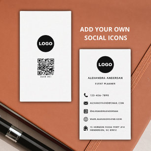 Modern Minimalist Logo Qr Code Professional Business Card