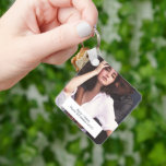 Modern Minimalist Love Engaged Wedding Photo Keychain<br><div class="desc">Modern Minimalist Merry and Married Simple Photo Wedding or Engagement keychain. Create your own Christmas holiday personalized ornaments adding your wedding photos on front and back, make your own monogram with initials, write date, year and any love message. A stylish template with bold black and white typography typewriter distressed looks....</div>