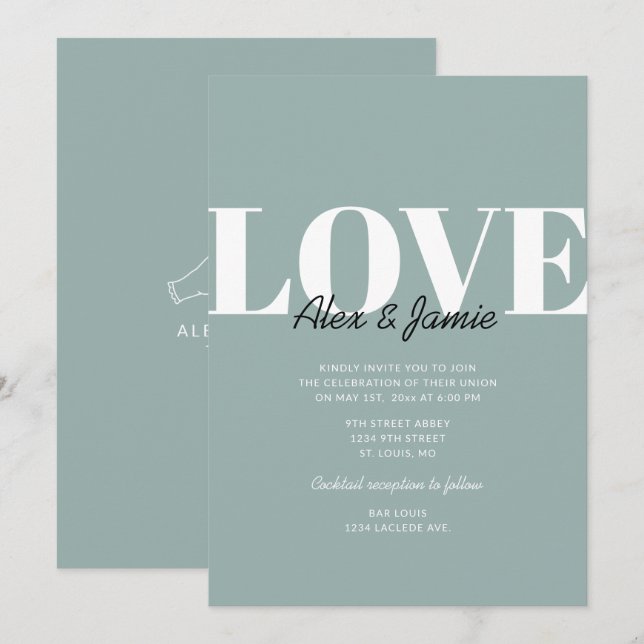 Modern Minimalist LOVE Wedding Invitation (Front/Back)