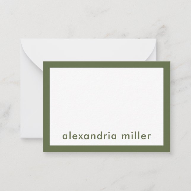 Modern Minimalist Lowercase Name Olive Card (Front)