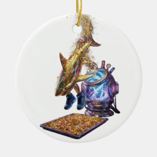 Modern Minimalist Luxury Cyber Shark Ceramic Ornament