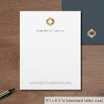 Modern Minimalist Luxury Letterhead<br><div class="desc">A luxurious custom business letterhead template in a modern dual-sided style with a clean simple white front and solid blue-grey back. This elegant template can be easily updated with your company logo and letterhead footer including your company's name, address, and contact information. The solid back features the logo in the...</div>