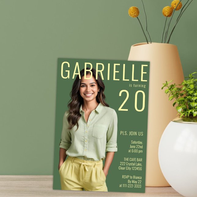 Modern Minimalist Magazine Inspired 20th Birthday Invitation (Creator Uploaded)