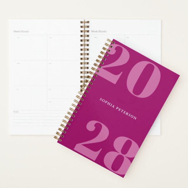 Modern Minimalist Magenta Bold Typography Planner (Display)