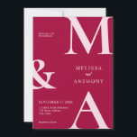 Modern Minimalist Magenta Wedding Invitation<br><div class="desc">Modern Minimalist Magenta Wedding Invitation. Features bold monogram typography and minimal graphic design. Personalize text with all the details of your special day.</div>