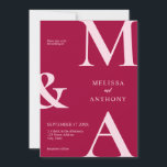 Modern Minimalist Magenta Wedding Invitation<br><div class="desc">Modern Minimalist Magenta Wedding Invitation. Features bold monogram typography and minimal graphic design. Personalize text with all the details of your special day.</div>