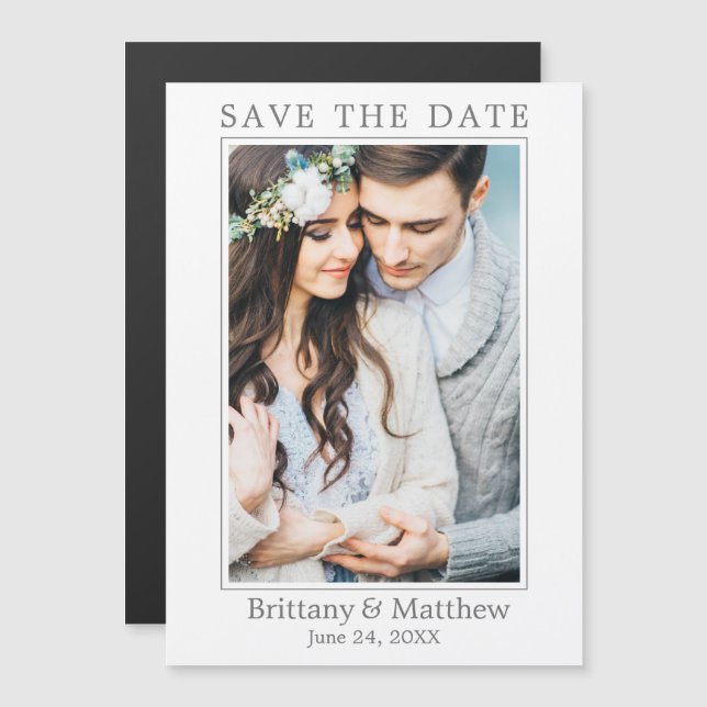 Modern Minimalist Magnetic Photo Save the Date (Front/Back)