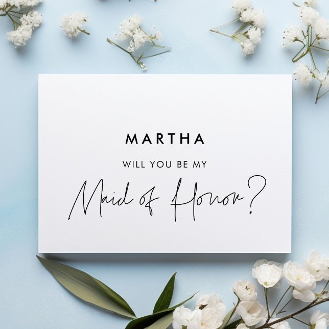 Modern minimalist Maid of honour proposal card (Creator Uploaded)