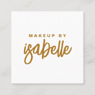 Modern Minimalist Makeup Artist Gold Script Square Business Card