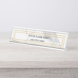 Modern Minimalist Marble Custom Desk Nameplate