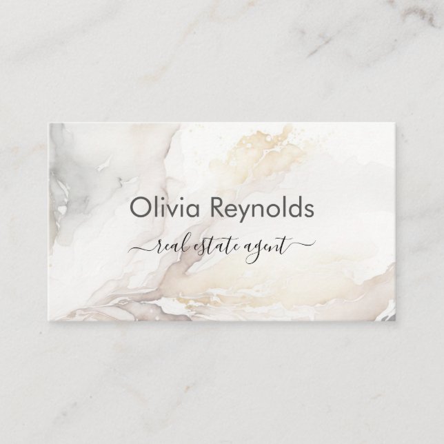 Modern Minimalist Marble Texture Neutral Business Card (Front)