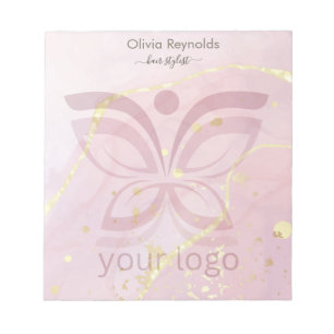 Modern Minimalist Marble Texture Overlay Pink Gold Notepad