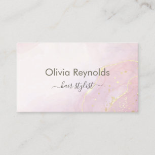 Modern Minimalist Marble Texture Pink Gold Business Card