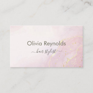 Modern Minimalist Marble Texture Pink Gold Business Card
