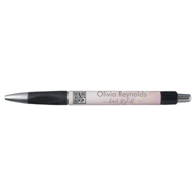 Modern Minimalist Marble Texture Pink Gold Pen (Front)