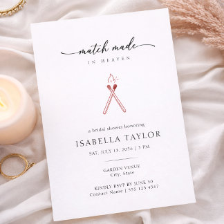 Modern Minimalist Match Bridal Shower Invitation