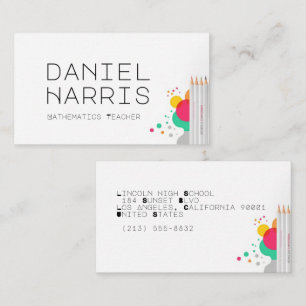 Modern Minimalist Mathematics Teacher Professional Business Card