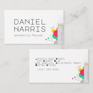 Modern Minimalist Mathematics Teacher Professional Business Card