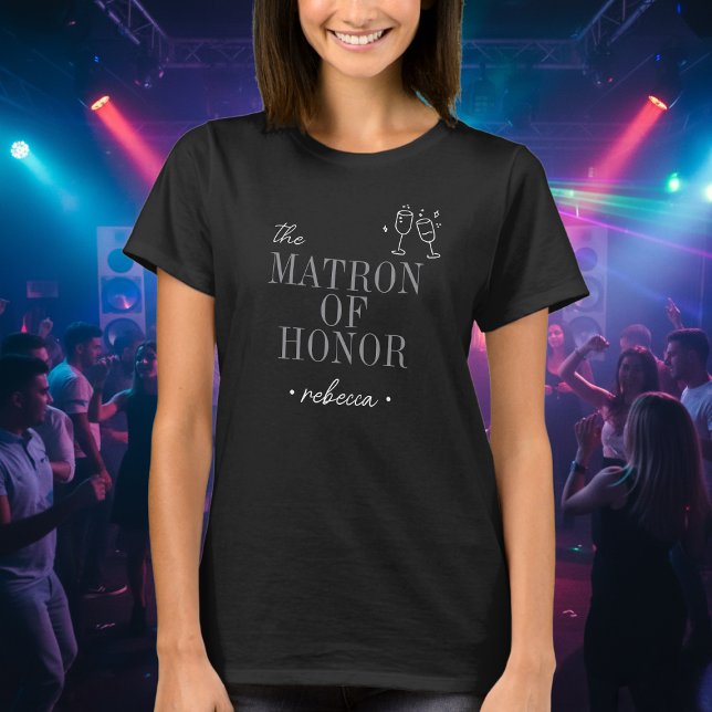 Modern Minimalist Matron Honor Script Bachelorette T-Shirt (Creator Uploaded)