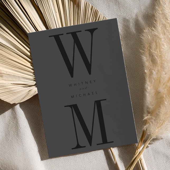 Modern Minimalist Matte Black Monogram Wedding Invitation (Creator Uploaded)