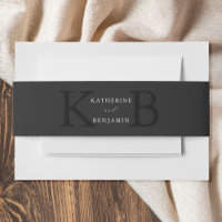 Modern Minimalist Matte Black Monogram Wedding