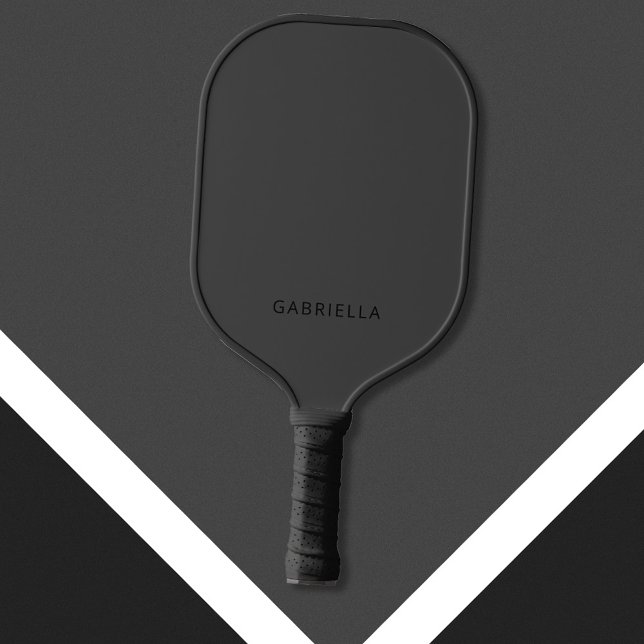 Modern Minimalist Matte Black Personalized Name Pickleball Paddle (Creator Uploaded)