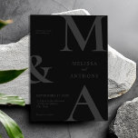 Modern Minimalist Matte Black Wedding Invitation<br><div class="desc">Modern Minimalist Matte Black Wedding Invitation. Features bold monogram typography and minimal graphic design. Personalize text with all the details of your special day.</div>