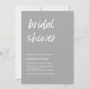 Modern Minimalist Matte Silver Bridal Shower Invitation