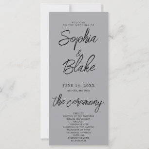 Modern Minimalist Matte Silver Wedding Program