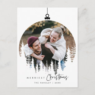 Modern Minimalist, Merriest Christmas Family Photo Postcard